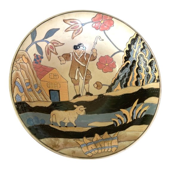 Vintage China Trader Bowl Hand Painted Enamel 9.75" x 3.75" - Picture 9 of 9